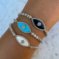 "Gemma” Turquoise Sterling silver tennis eye bracelet