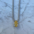 “Duchess” yellow pear sterling silver pave chain necklace