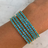 Silver gold plated turquoise tennis bracelet