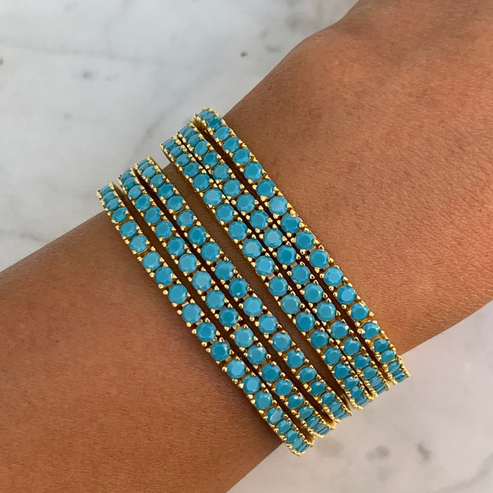 Silver gold plated turquoise tennis bracelet
