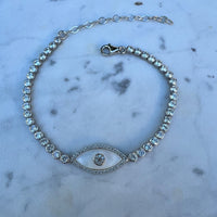 “Gemma” Mother of pearl sterling silver tennis eye bracelet