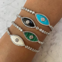 “Gemma” Malachite Sterling silver tennis eye bracelet