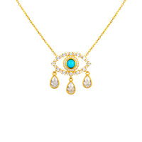 Gold plated turquoise “Diamond Tears" eye necklace