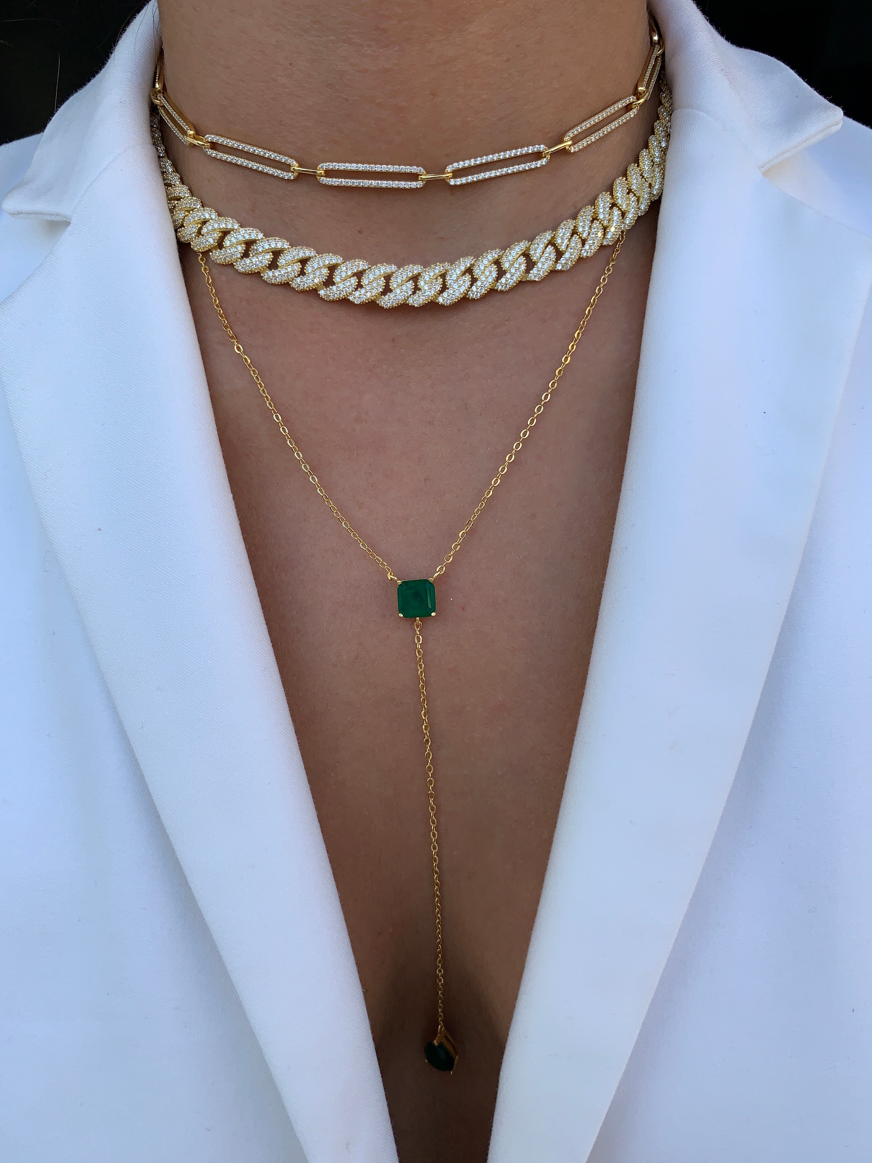 Silver gold plated paperclip link choker