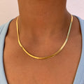 Silver gold plated simple herringbone chain necklace