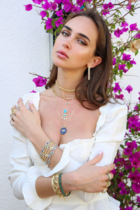 PRE-ORDER “Mallorca” Sterling silver gold plated eye necklace in blue