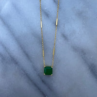 “Ivy” silver gold plated square emerald necklace