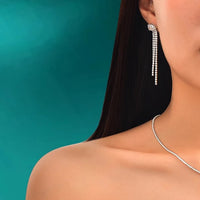 Sterling silver cz diamond waterfall earrings