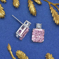 “Macaron” sterling silver simulated pink sapphire studs