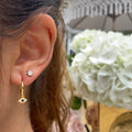 18k gold plated silver dangling eye huggie hoops