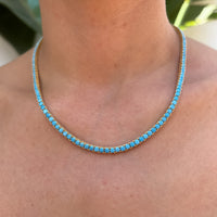 Silver gold plated turquoise tennis necklace