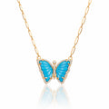 Silver gold plated turquoise butterfly necklace