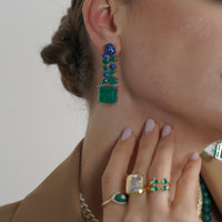 Sterling silver emerald & sapphire earrings