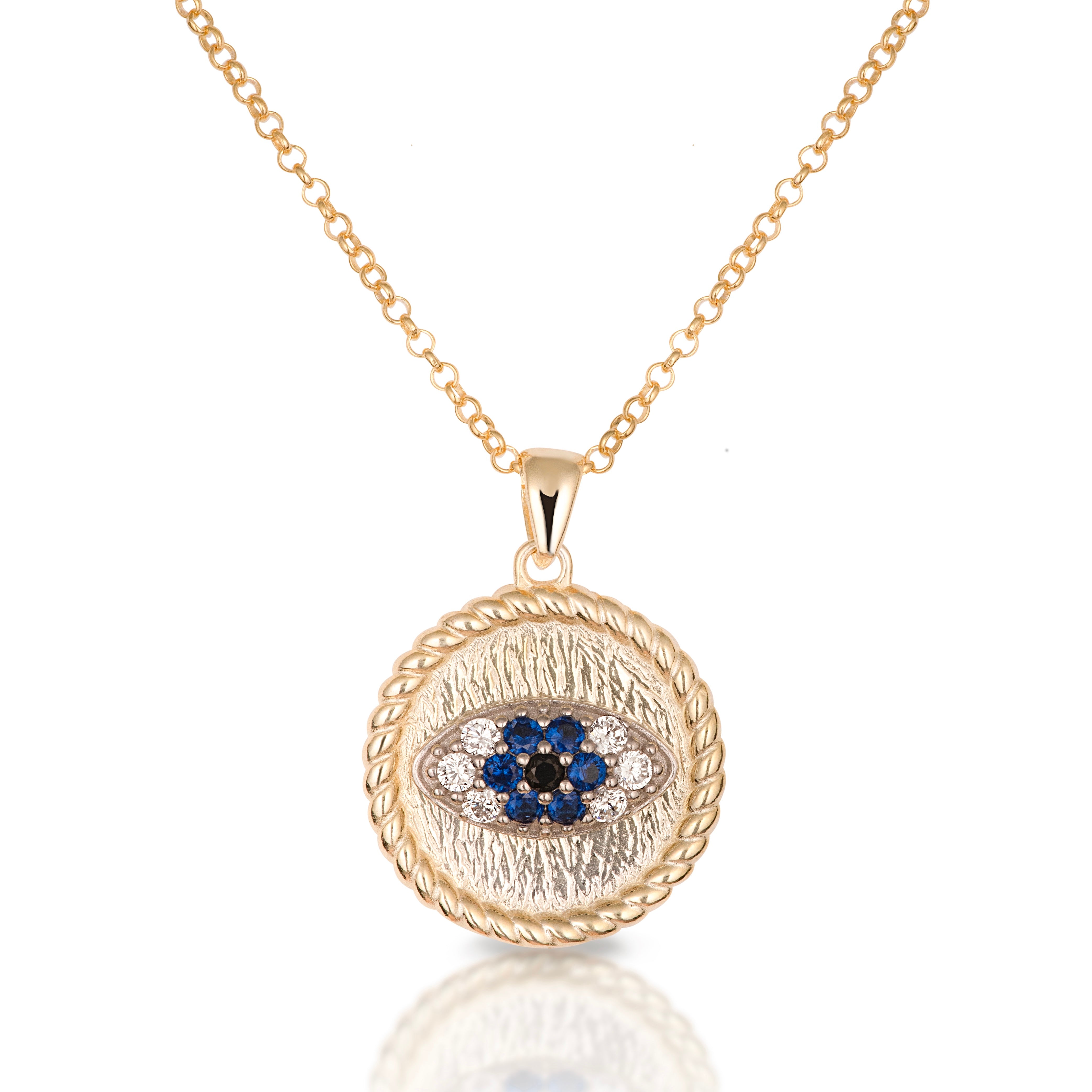 “Nammos" silver gold plated eye necklace