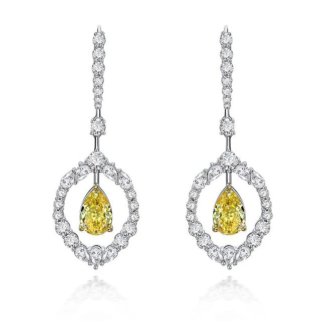 Sterling silver simulated yellow diamond chandelier earrings