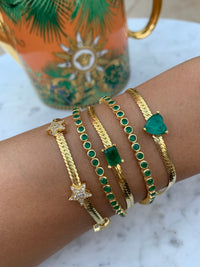 Silver gold plated emerald herringbone bracelet