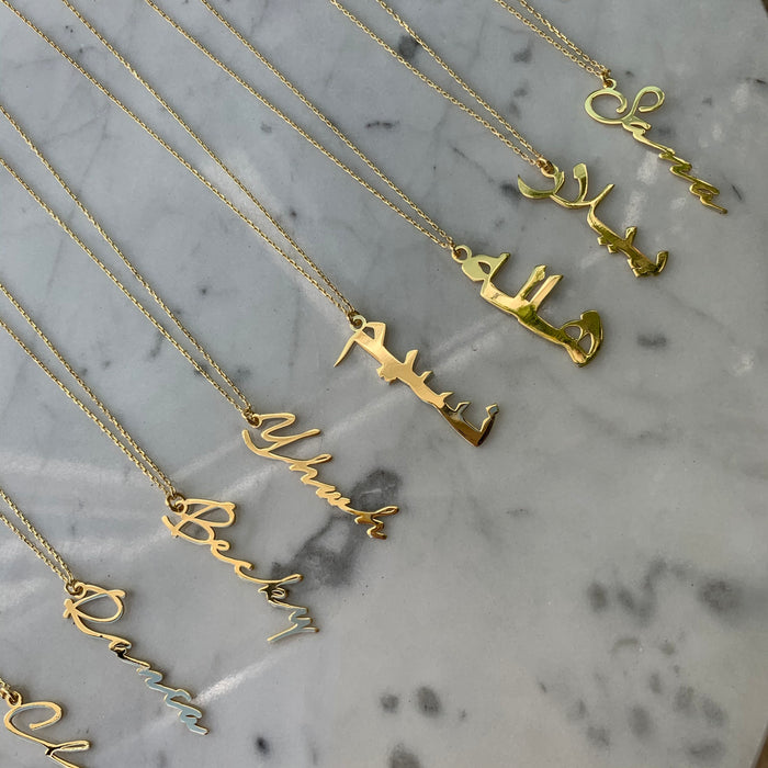 Personalized cursive name necklace silver gold plated