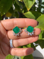 Sterling silver emerald earrings with marquise cz diamonds