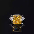 Sterling silver simulated yellow diamond radiant cut ring