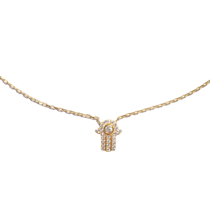 Silver 18k gold plated dainty hamsa necklace