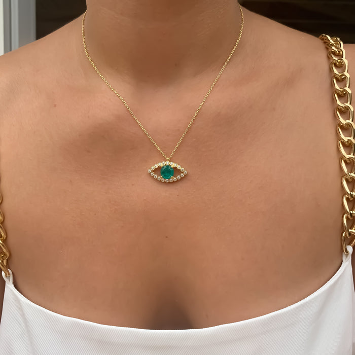 Silver gold plated “Adora” emerald eye necklace