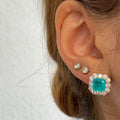 Sterling silver paraiba & cz diamond halo studs