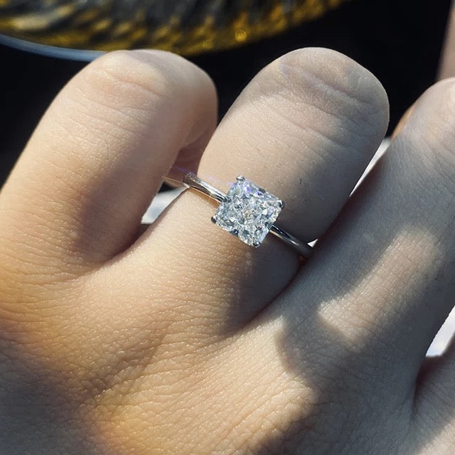 Sterling silver cushion cut cz ring