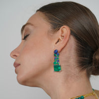 Sterling silver emerald & sapphire earrings