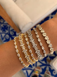 Gold plated silver cz diamond pear shape bracelet