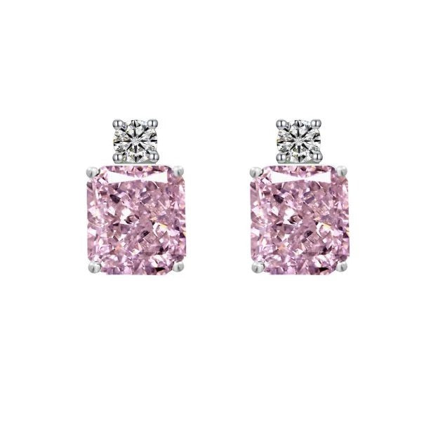 “Macaron” sterling silver simulated pink sapphire studs