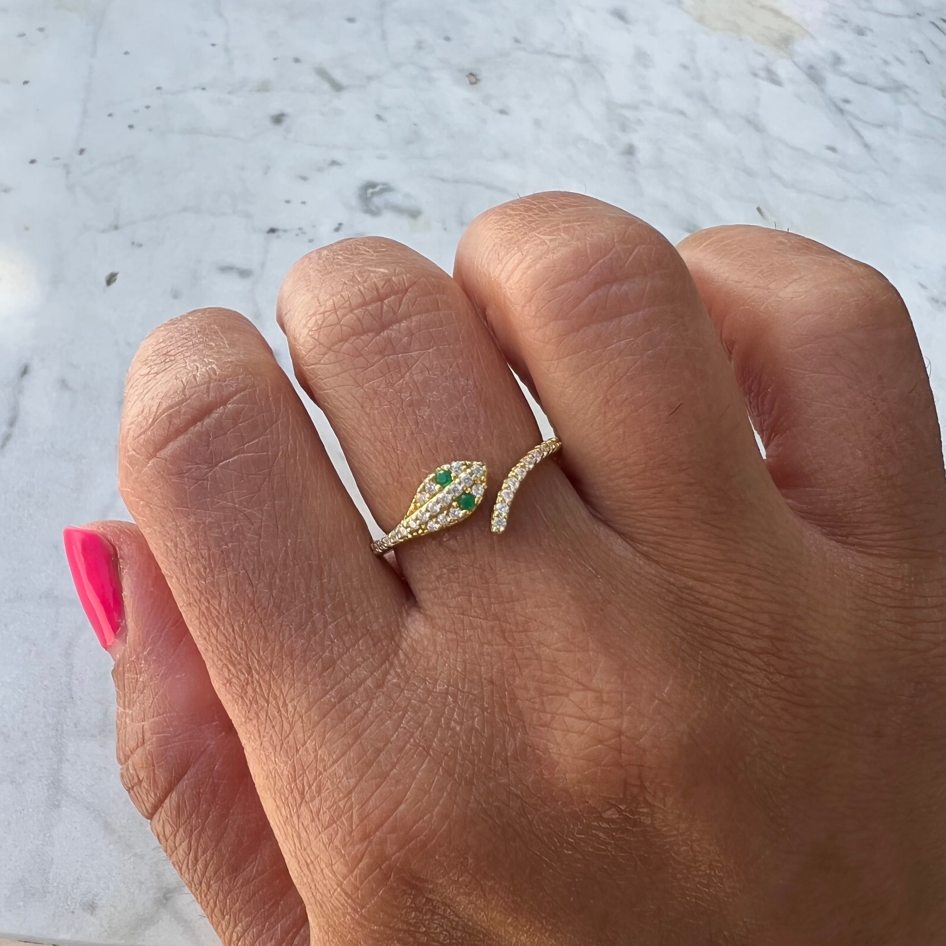 Silver gold plated snake ring