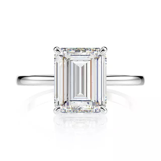 Sterling silver emerald cut cz ring