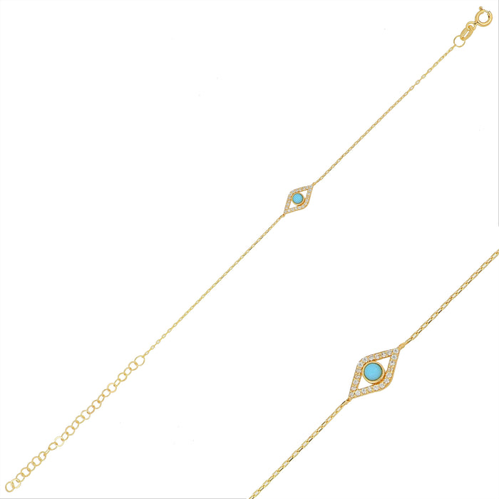 Silver gold plated dainty turquoise eye anklet