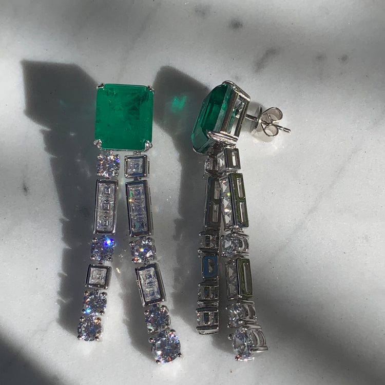 Sterling silver emerald earrings deals
