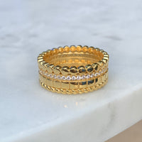 Silver 18k gold plated multiband ring