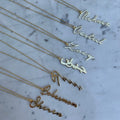 Personalized cursive name necklace silver gold plated