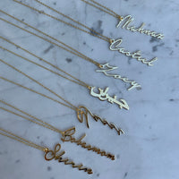 Personalized cursive name necklace silver gold plated