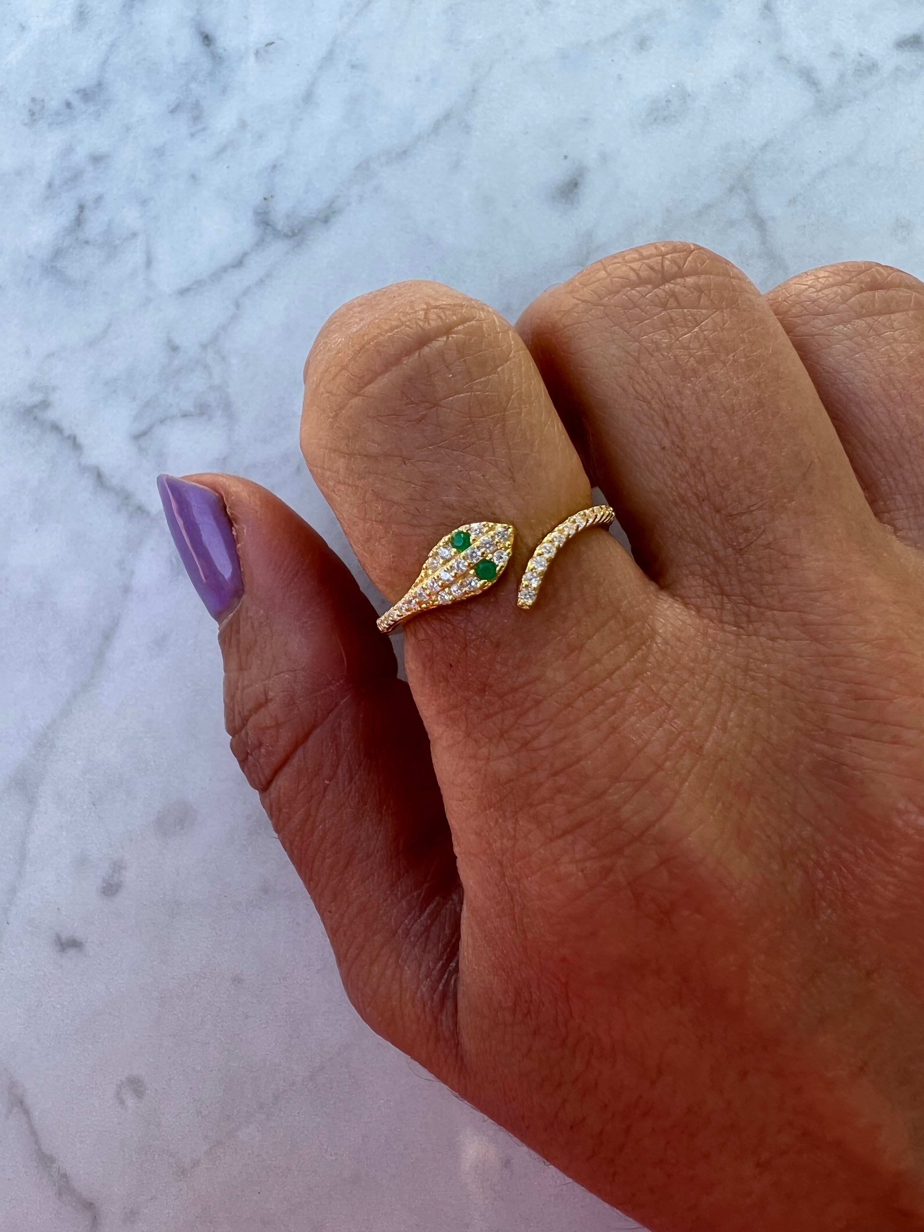Silver gold plated snake ring