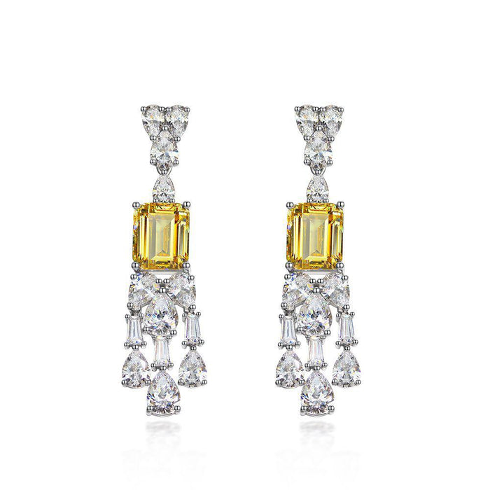 “Canaria” Sterling silver simulated yellow diamond chandelier earrings