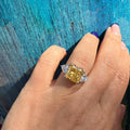 Sterling silver simulated yellow diamond radiant cut ring