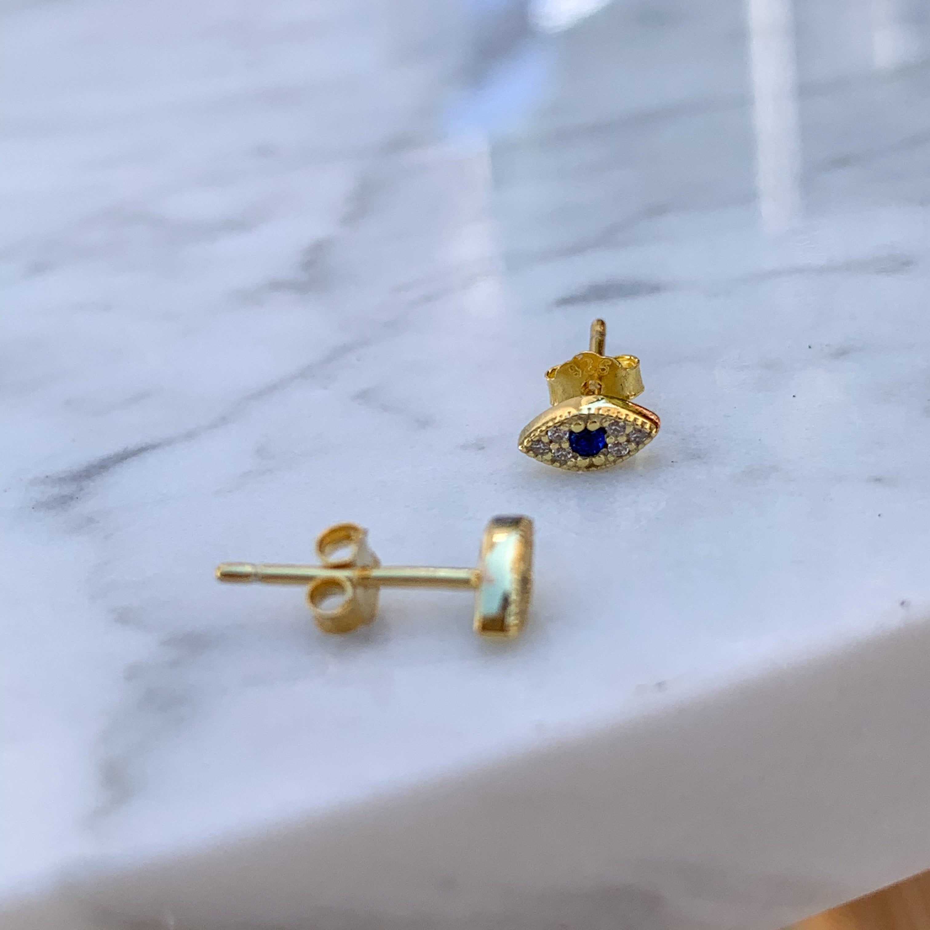 Sterling silver gold plated mini eye studs