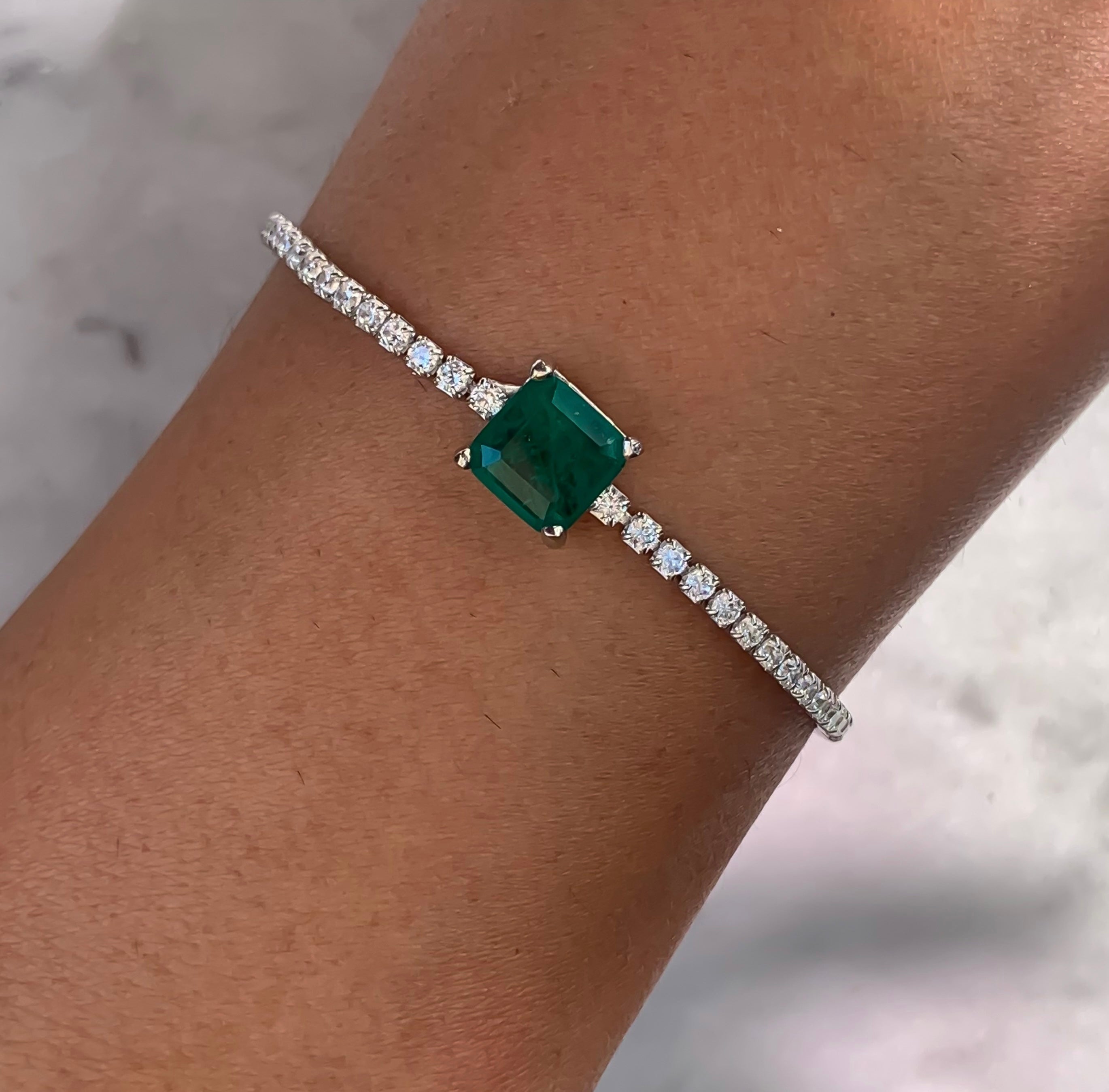 “Contessa” Sterling silver emerald bracelet