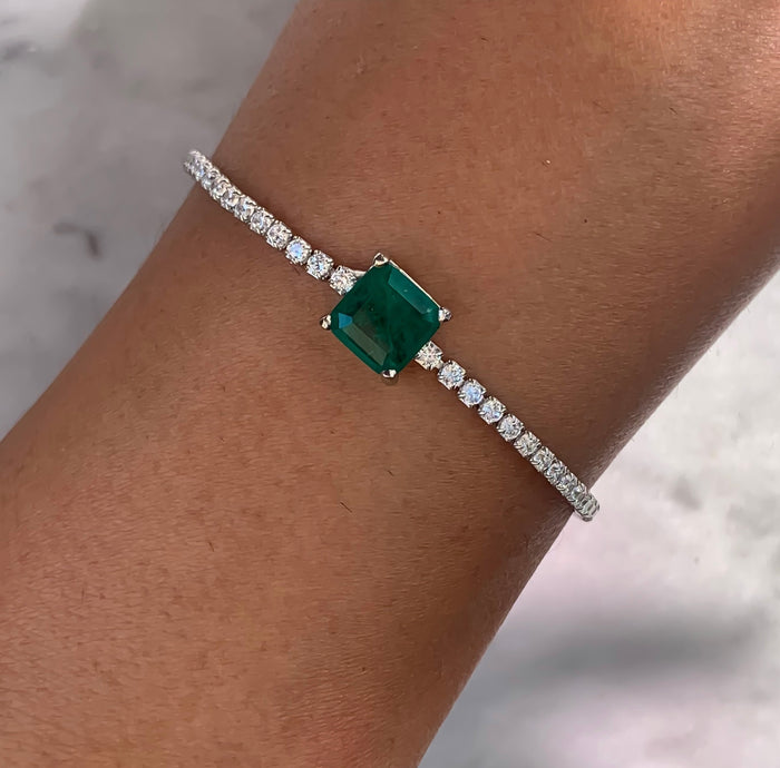 “Contessa” Sterling silver emerald bracelet