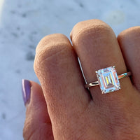 Sterling silver emerald cut cz ring