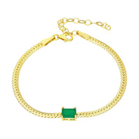 Silver gold plated emerald herringbone bracelet
