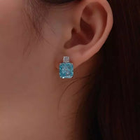 “Macaron” sterling silver simulated blue topaz studs