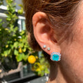 Sterling silver paraiba & cz diamond halo studs
