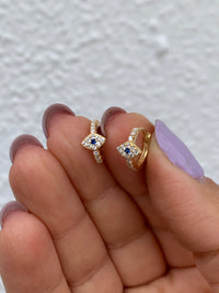 18k gold plated silver eye huggie hoops