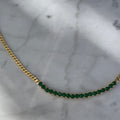 Silver gold plated tennis style emerald link necklace