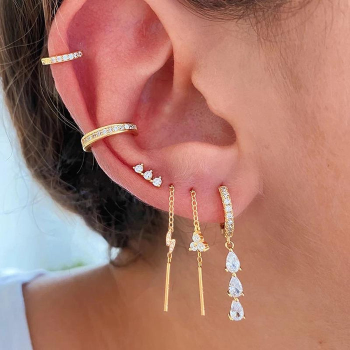 Sterling silver gold plated tear drop dangling huggie earrings